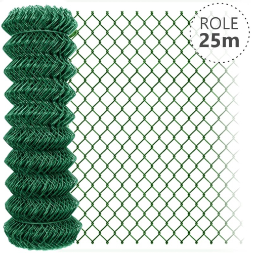 Pletivo čtyřhranné IDEAL, poplastované bez zapleteného drátu, role 25 m, 1250x2,5 Zn + PVC zelené