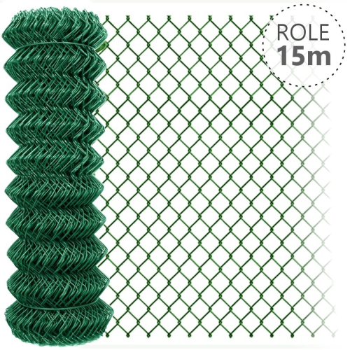 Pletivo čtyřhranné IDEAL, poplastované bez zapleteného drátu, role 15 m,1500x2,5 Zn + PVC zelené