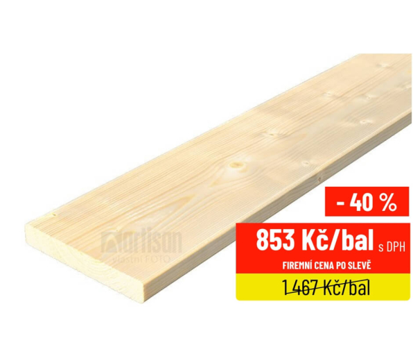 Prkna na plot severský smrk 18x95x4200, kvalita AB - akce